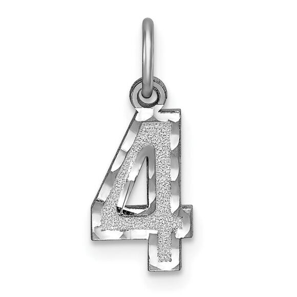 14k White Gold, Varsity Collection, Small D/C Pendant, Number 4 - Picture 1 of 5